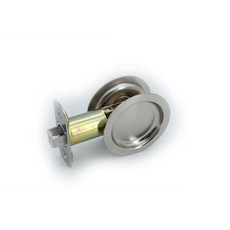 Orca Hardware Pocket Door Lock, Round, Passage Function, US15 Satin Nickel Finish PDLRD-PS-15